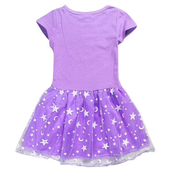 Flickor Stitch Prinsessklänning Fest Födelsedag Klänningar Purple 110cm