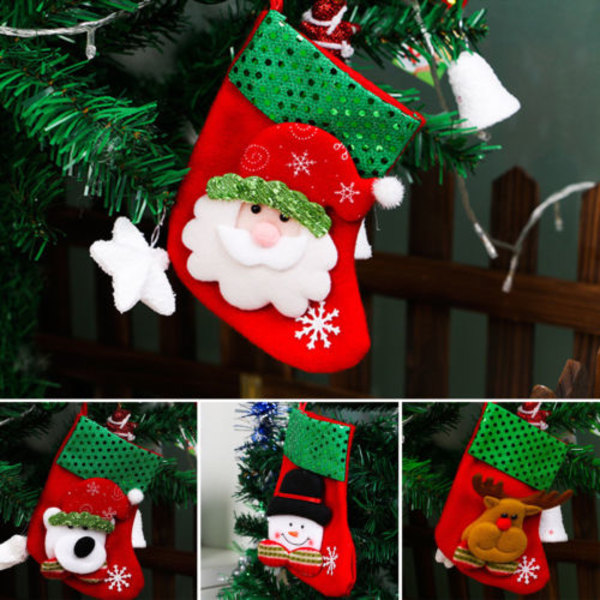 Julstrumpa med älg, juldekoration, påse, strumpa, festpresent Snowman Socks