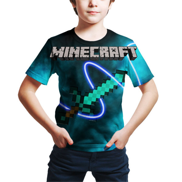 Minecraft Garmer Print T-shirts Barn Pojkar Flickor Kortärmad Topp 2# A 6 år = EU 116