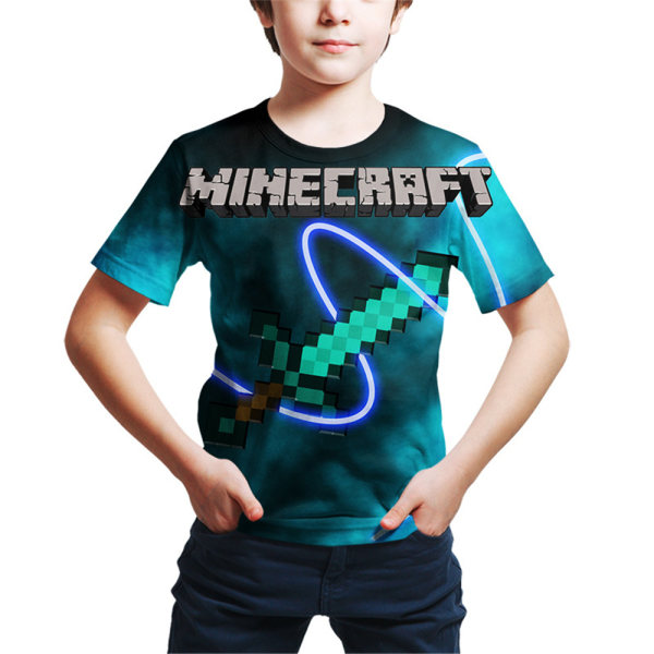 Minecraft Garmer Print T-shirts Barn Pojkar Flickor Kortärmad Topp 2# A 9-10 år = EU 134-140