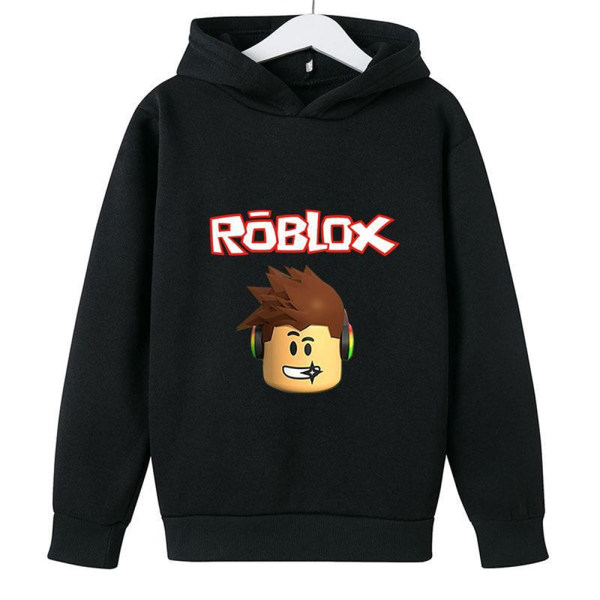 ROBLOX 3D-tryck Barnkappa Långärmad Cartoon Casual Huvtröja Toppar black 160cm