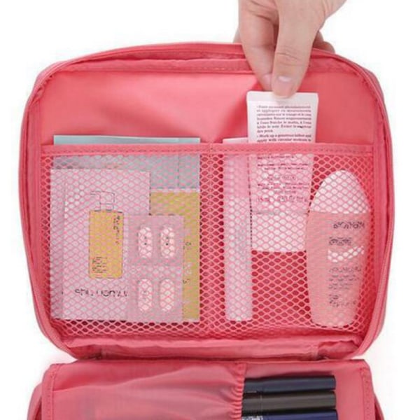 Resesminkväska Stor kosmetisk väska Case Organizer för kvinnor Vinröd 21x8x16cm