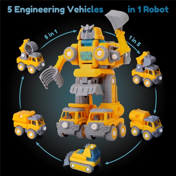 Barn Robot Engineering Lastbil Ta isär Grävmaskin Fordon Leksak