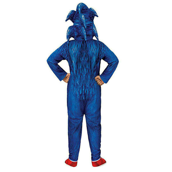Sonic The Hedgehog Cosplay Kostym Kläder för Barn Pojkar Flickor Jumpsuit+huva+handske 7-8 år = EU 122-128