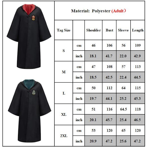 Vuxen Barn Harry Potter Gryffindor Ravenclaw Slytherin Roba Kappa Slips Kostym Halsduk Hatt Glasögonbåge Kläder Green S