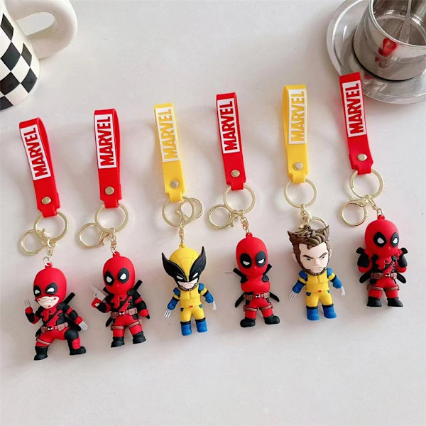 Deadpool och Wolverine Figur Nyckelring Nyckelring Barn Pojkar Hänge Väska Charm C