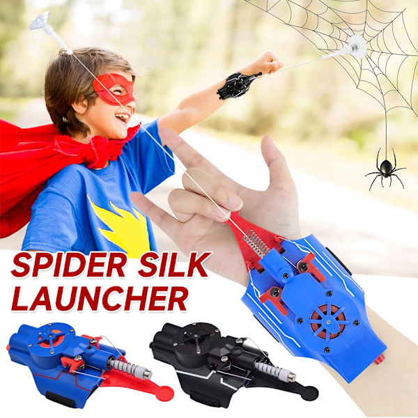 Launcher Legetøj + Gratis Spiderman Kostume Handsker Spider-Man WebShooter Dart Blaster Blue