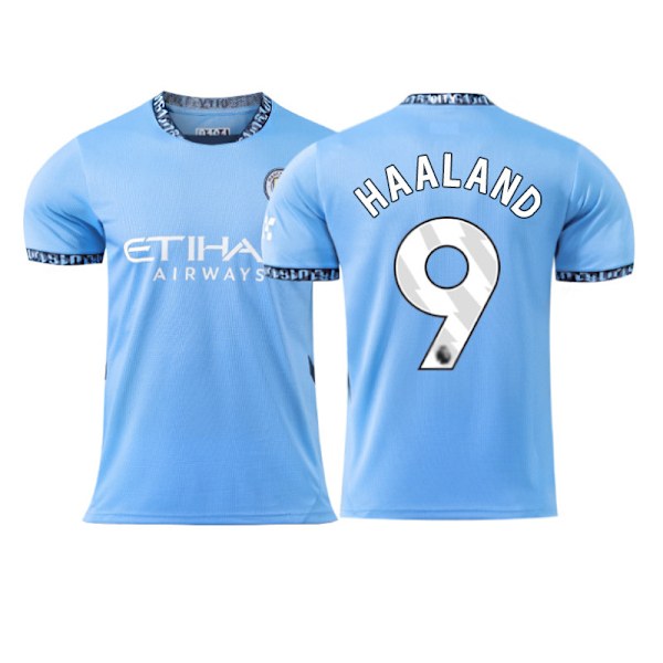 24-25 Manchester City Hemma Fotbollströjor, NO.9 Harland Fotbollströja, Sport Träning Kortärmad Fotbollstopp för Herr Fotbollströja 2XL