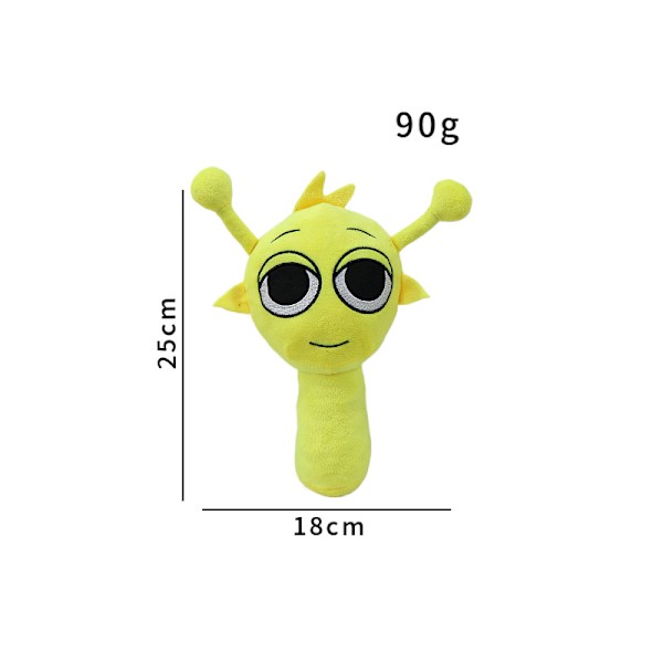 Sprunki Plysjdukke, 25 cm Sprunky Wenda og Gray Plysjleker, Sprunk Myke og Morsomme Utstoppede Leker Dukker for Fans og Venner Bursdag Yellow