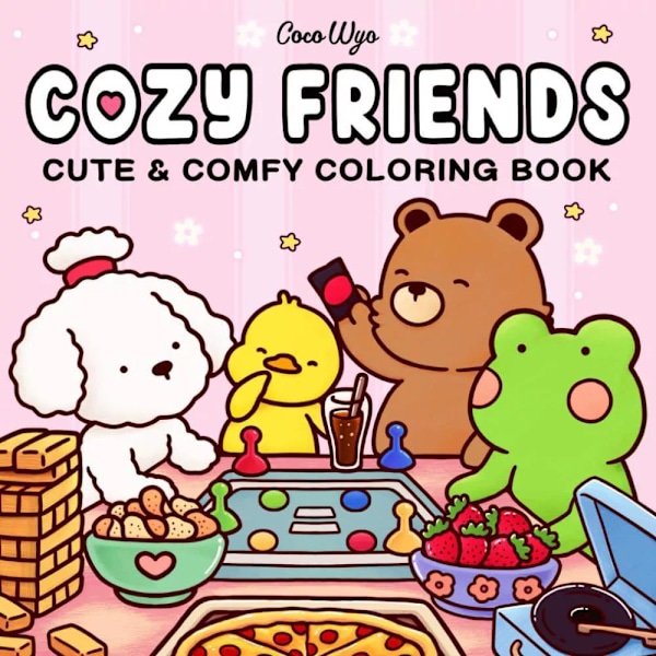 Cozy Friends Comfy Days Färgläggningbok för Vuxna och Tonåringar, Avslappnande Stunder D