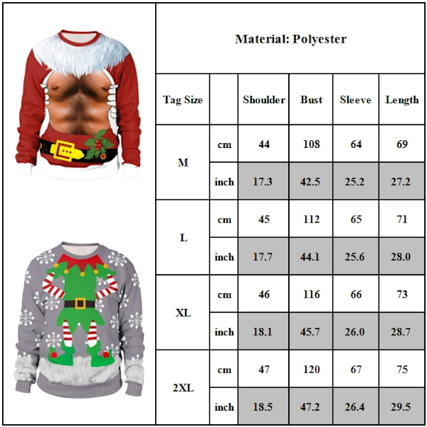 Roliga Jultröjor för Par, 3D Bröstmuskler Jultröja för Män, Nyhetstryck Jultröja för Kvinnor, Rolig Långärmad Tröja C M