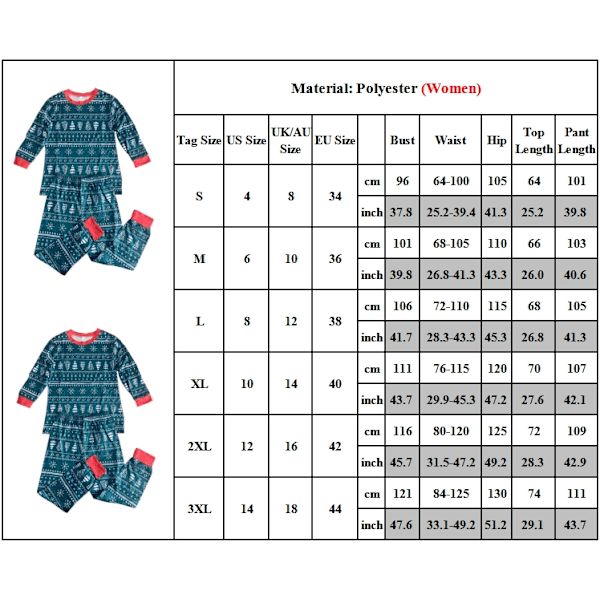 Julpyjamas för Familjen - Matchande Santa-Pyjamas för Kvinnor, Barn, Sömnkläder, Nattkläder, PJS Women L