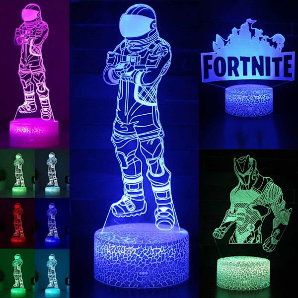 F-ortnite 3D Nattlampa med Trycksensor, 7 Färgbyten, Fjärrkontroll, Sovrumslampa A