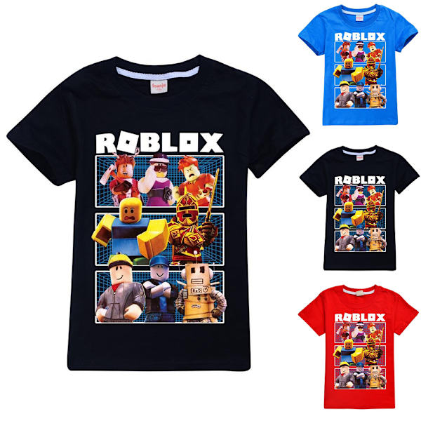 Roblox-sarjakuva T-paita Lapsille Pojat Tytöt Painettu Pyöreäkaulus Kesäpaita Red 7-8 Years