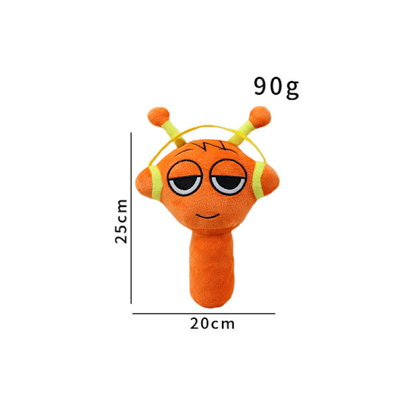 Sprunki Plysjdukke, 25 cm Sprunky Wenda og Gray Plysjleker, Sprunk Myke og Morsomme Utstoppede Leker Dukker for Fans og Venner Bursdag Orange