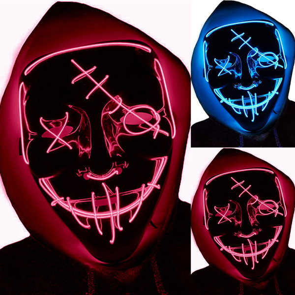 Halloween LED Evil Skeleton Scary Mask Headgear Cosplay Party blue