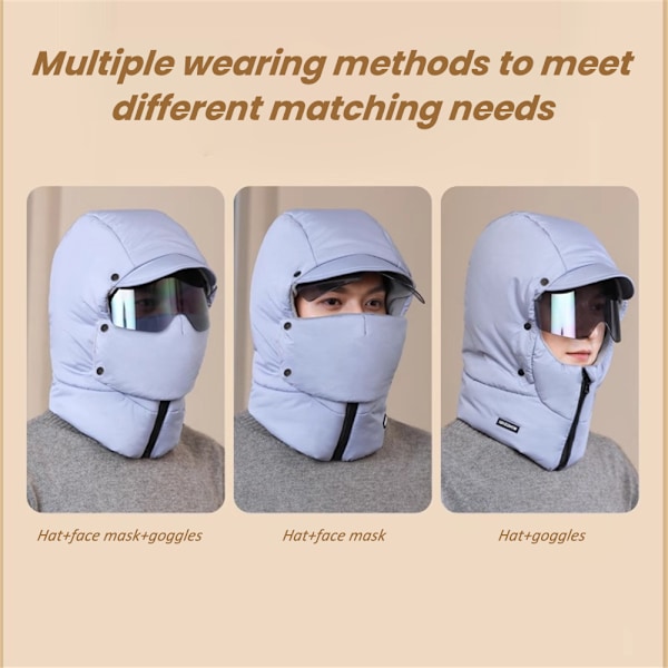 Unisex Varm Balaclava-Hatt med Glasögon Vintercykling Vindtät Skidmask Mössa Orange