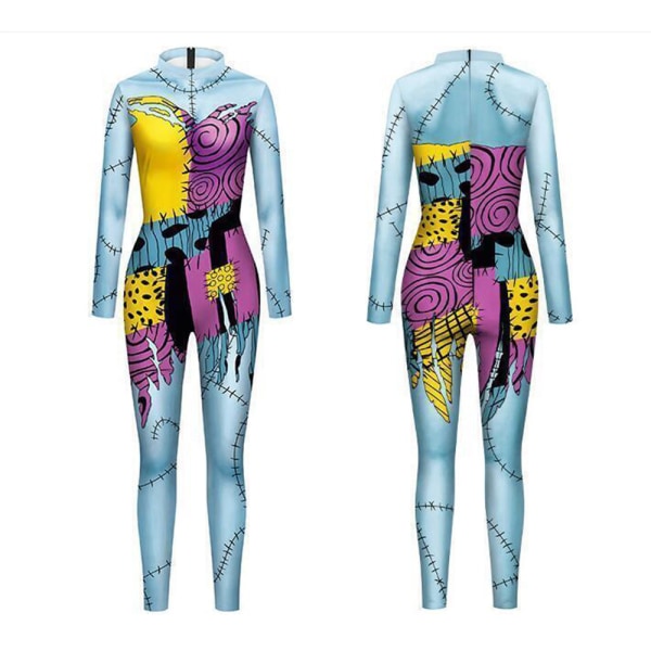 Kvinnors Halloween Jul Sally Kostym Bodysuit Outfit Jumpsuit B M