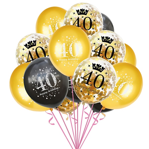 15 st 16/18/21/30/40/50/60-års födelsedagsfest ballongdekoration 40Years