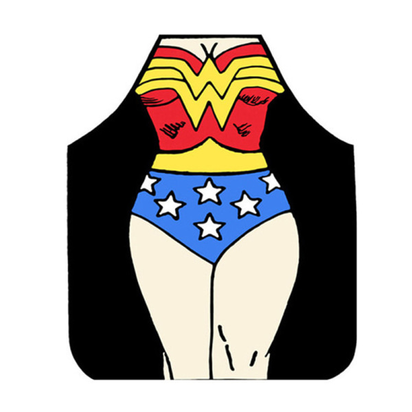 Print Förkläde med fickor Haklapp Förkläden Kök Matlagning Kock Bakning Wonder Woman 54x72cm