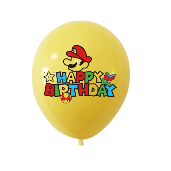 Grattis på födelsedagen Banner Dekorationer Ballonger Tårta Topper för barn Grön Gul Blå Röd Super Mario Bros