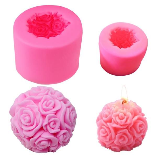 3D Silikon Form Rose Ball Mould Hantverksbakning 7.5*7.5*5.5cm