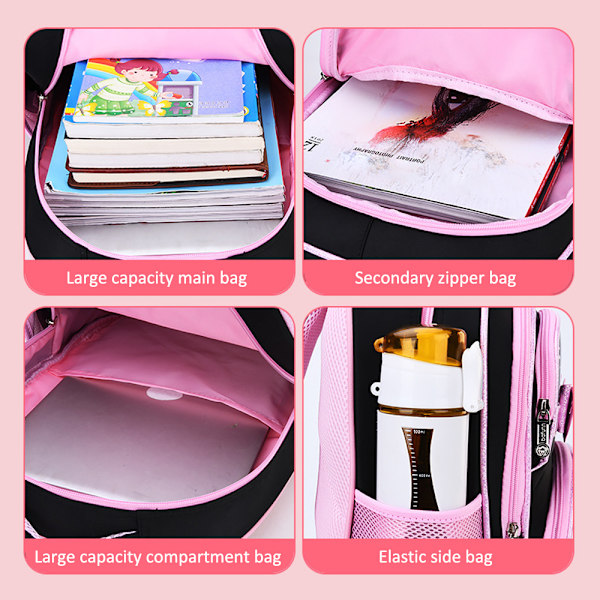Barn Flickor Kuromi Cinnamoroll Ryggsäck Ryggsäck Skolväska Axelväska Rosett Cinnamoroll S
