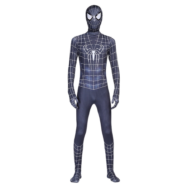 Svart Spiderman Costume Venom Cosplay Jumpsuit för Kids Boys Black Spiderman 7-9Years = EU122-134