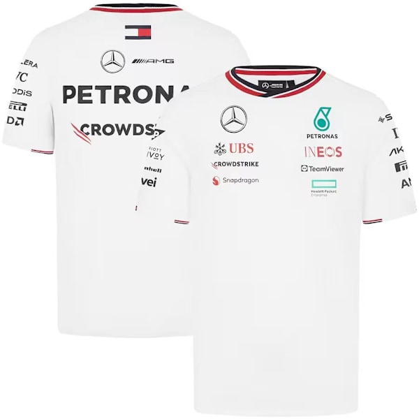 Herrarnas Racing Kortärmad T-shirt Sommar Casual Sport Tryckt T-shirt Toppar White M
