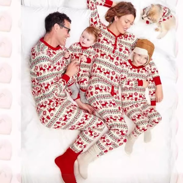 Familjematchande pyjamas för barn, spädbarn, jul, julhjortstryck, vuxen nattkläder, pyjamas, pyjamasset Kids 8-9Years