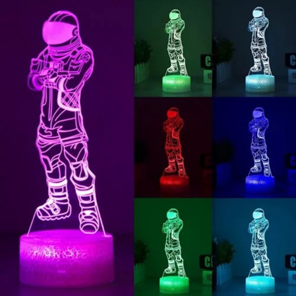 F-ortnite 3D Nattlampa med Trycksensor, 7 Färgbyten, Fjärrkontroll, Sovrumslampa A