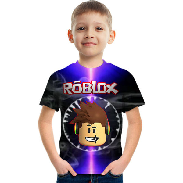 Roblox tryckt T-shirt barn pojkar kortärmad toppar B 6-7 Years = EU 116-122