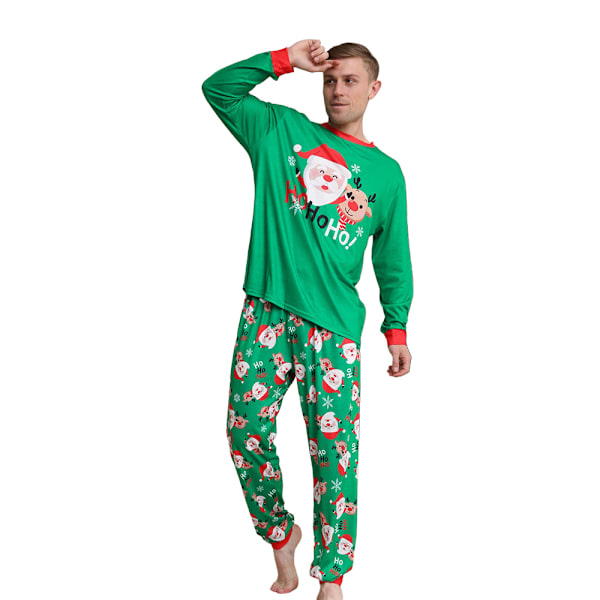 Julpyjamas för Familjen Matchande Santa Claus Tryck Pyjamas Vuxna Barn Baby Hund Julnattkläder Pjs Set Men XL