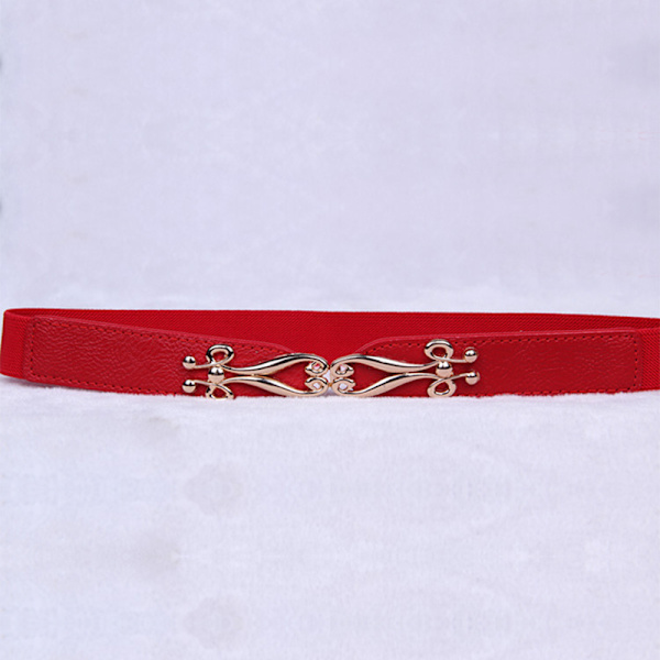 Dam bälte smalt midja för klänning elastiskt stretch midjeband Red