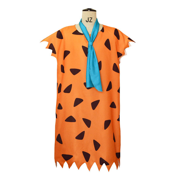 The Flinstones Fred Cosplay -asu aikuisille, oranssi naamiaisasu teemajuhliin, kirjavikkoon, Halloweeniin M