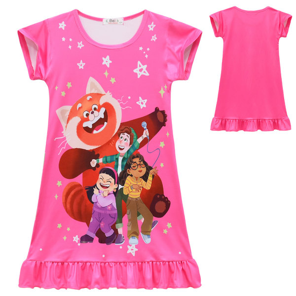 Turning Red Panda Sleepwear Skjorta Nattlinne för barn, flickor Rose Red 9-10 Years = EU 134-140