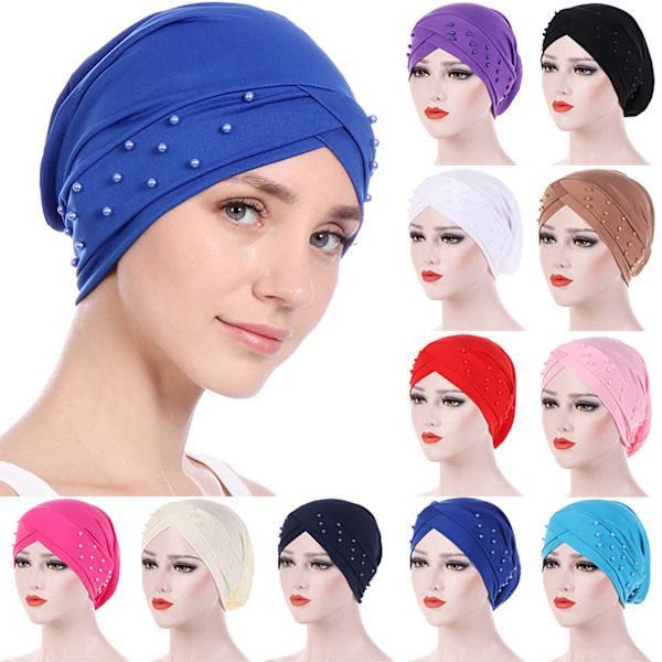 Dame Kryds Perlebesat Bandana Hat Mode Bandana Brusehætte Black