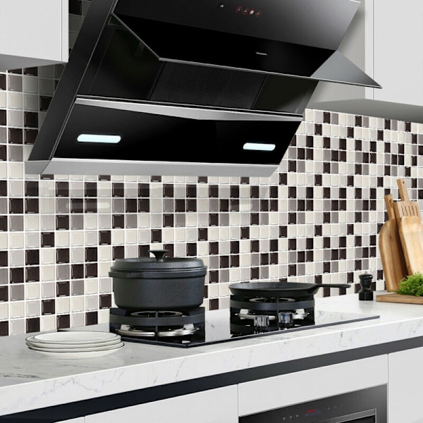 30X Mosaiikkilaatta Tiiliseinä Tarrat Tapetti Kylpyhuone Keittiö Black 30Piece
