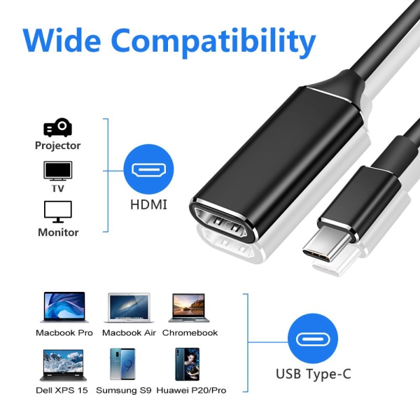 USB C till HDMI Typ C till HDMI 4K Adapter iPad Pro 2018 och mer
