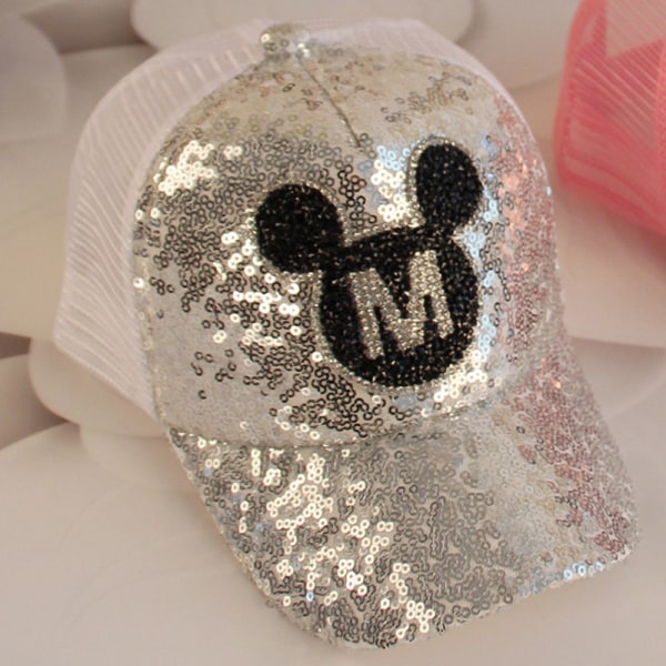 Barn Sequin Mickey Mouse Tryck Baseball Cap Mössor Cap Utomhus Silver