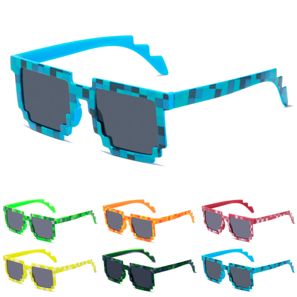 Pixel Minecraft Solglasögon Barn UV-skydd för vuxna utomhus Blue