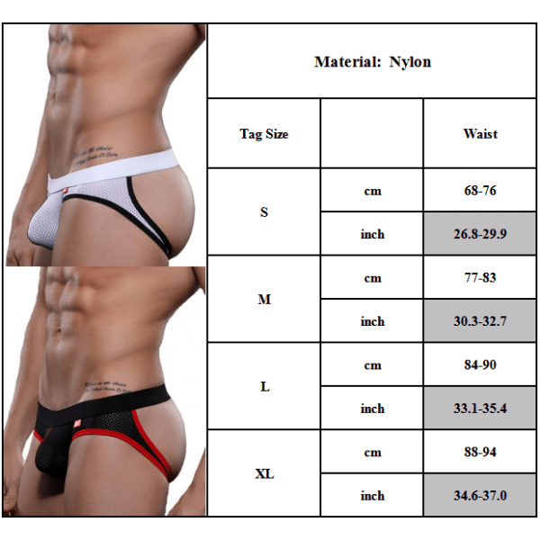 Män Mesh Stretch Sexig Appeal Låg Midja Underbyxor T-byxor Nihgt white L