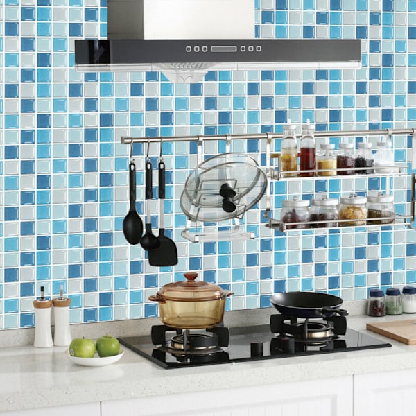 10X Mosaiikkilaatta Tiiliseinä Tarrat Tapetti Kylpyhuone Keittiöön Blue 10Piece