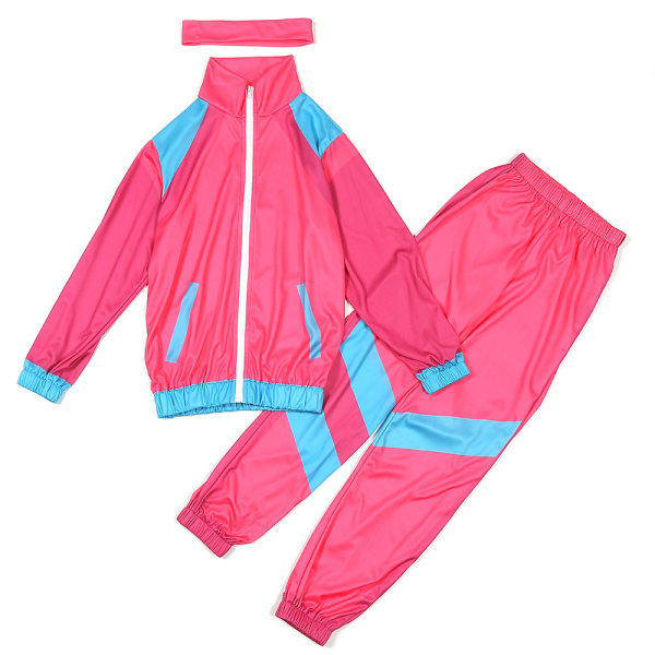 Barbie 80-talets Träningsoverall Barn Topp Byxor Set Retro Dans Sportkläder pink XL