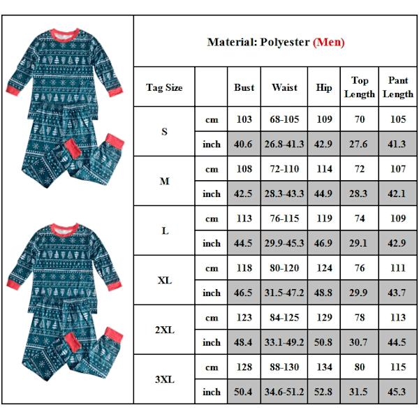 Julpyjamas för Familjen - Matchande Santa-Pyjamas för Kvinnor, Barn, Sömnkläder, Nattkläder, PJS Men M