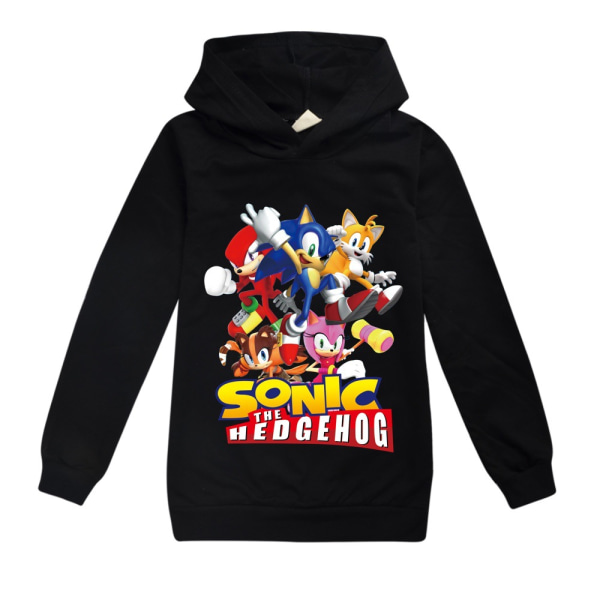 Sonic The Hedgehog Hoodie Sweatshirt Pullover Jumper Barn Black 150cm