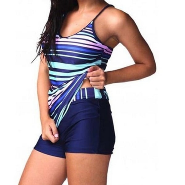 Kvinnor Randiga Badkläder Stretch Suspender Casual Strand Sommar colorful stripes L