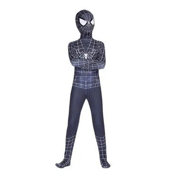 Musta Hämähäkkimies Puku Venom Cosplay Haalari Lapsille Pojille Black Spiderman 7-9Years = EU122-134