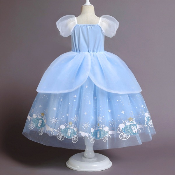Kid Girl Cinderella Fancy Dress Halloween Party Cosplay Kostymer 120cm