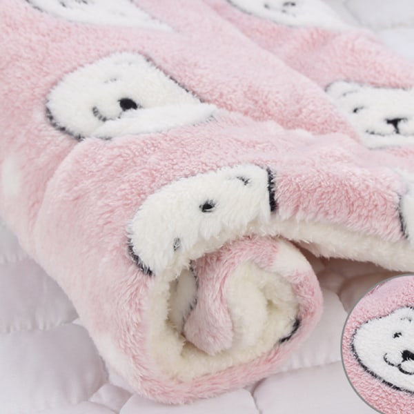 Husdjursmatta tryckt katt hund valp varm dyna filt kudde madrass Pink bear head 89*68cm